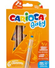 Комплект цветни моливи Carioca Baby 3 в 1 - 6 цвята, с подарък острилка 